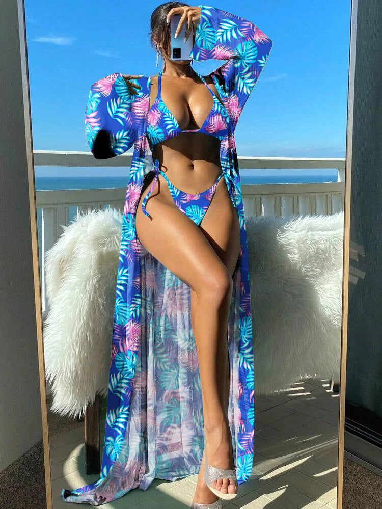 Women's Long Sleeve Blouse Banded Bikini