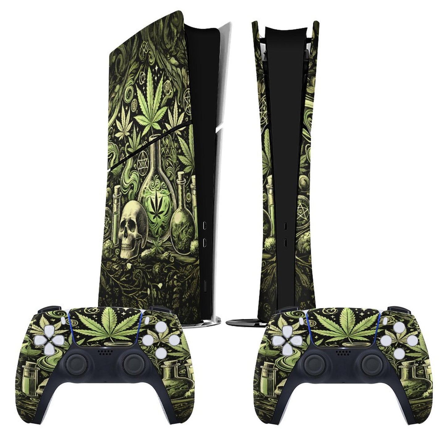 Skull Marijuana PS5 Console Sticker – 420 Weed Skull Vinyl Skin Decal for PlayStation 5 Disc Edition (Digital Edition)