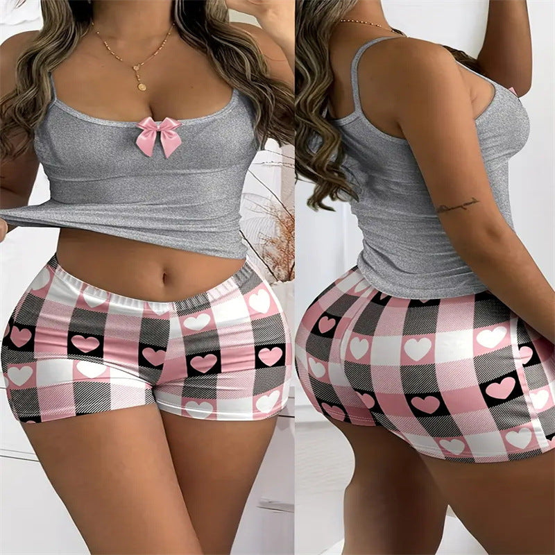 Women’s Camisole and Printed Shorts Pajama Set – Soft Breathable Summer Sleepwear, Cute Matching Loungewear, Lightweight Pajamas for Women