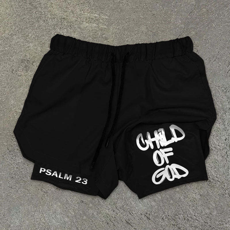 Child of God Double Layer Shorts | Faith-Based Activewear | Christian Lounge & Streetwear