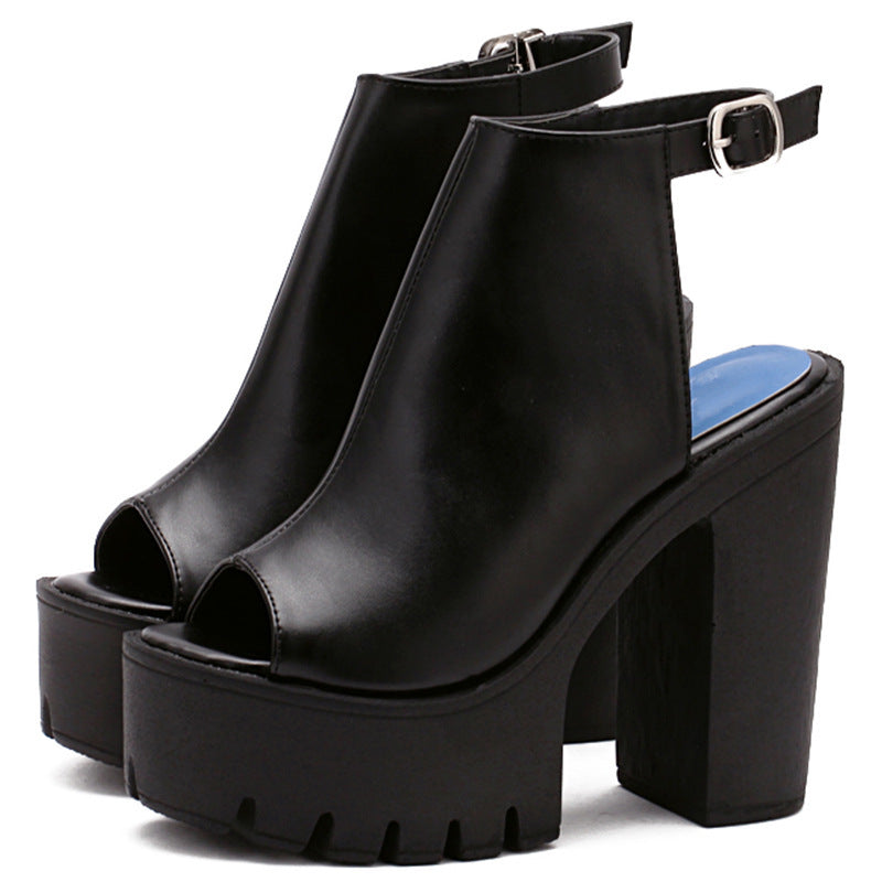 Peep Toe Chunky High Heel Sandals – Waterproof, Bold & Beautiful