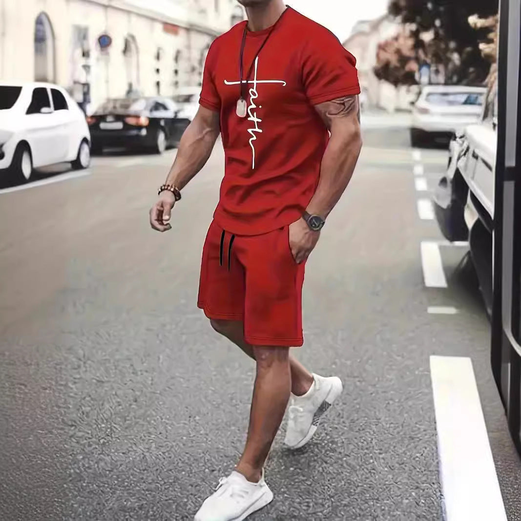 Casual Sports Suit Short Sleeve  Two-piece Set