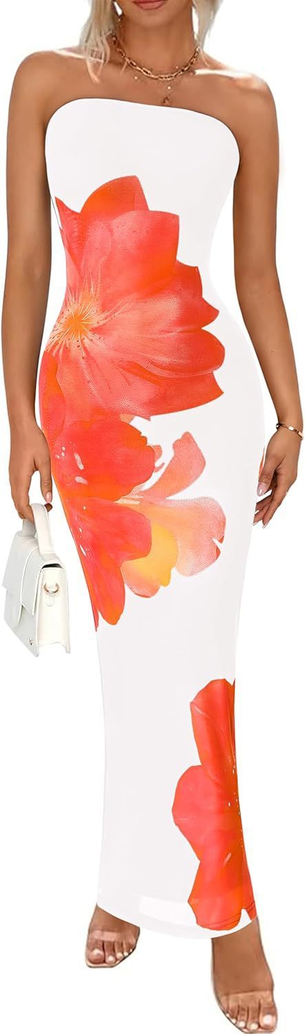 Women's Slim-Fit Floral Print Dress with Bold Contrast Colors – Elegant & Eye-Catching