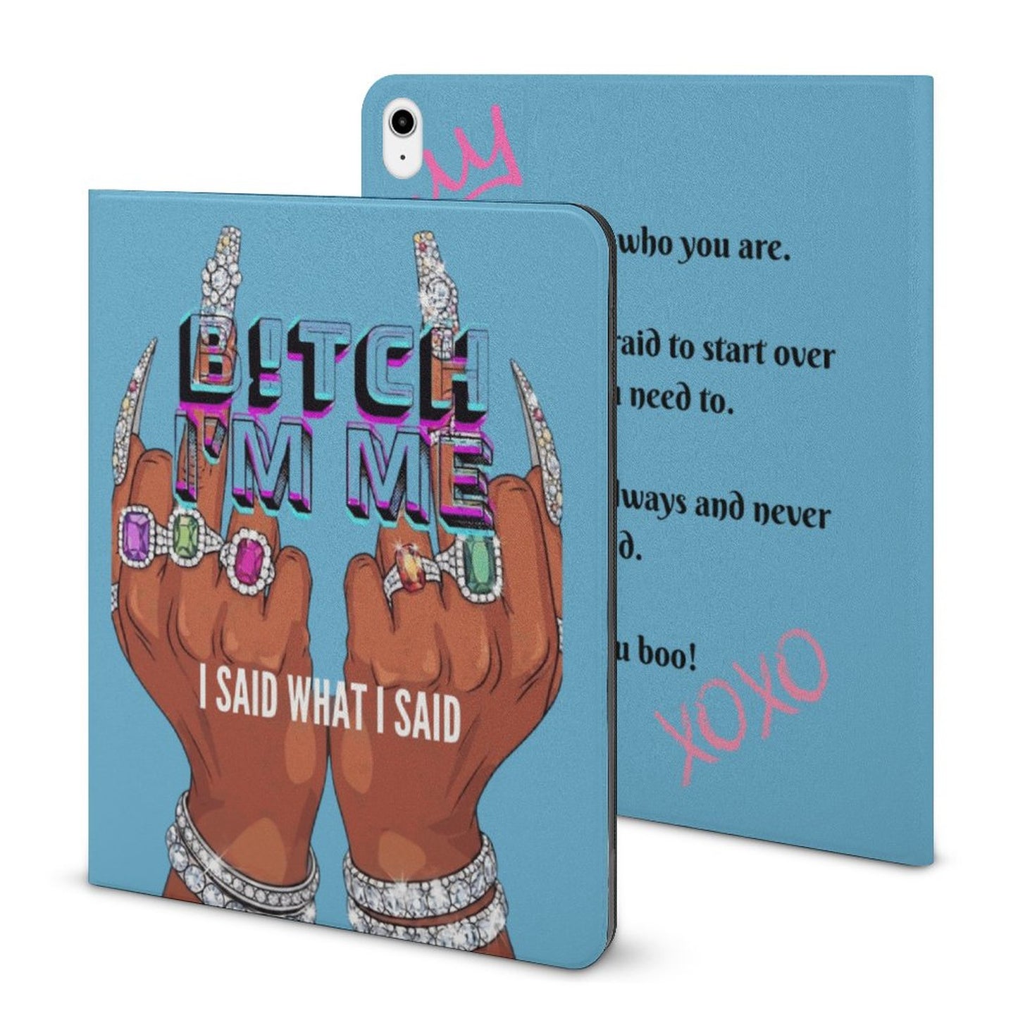 Bitch I’m Me Book-Style iPad Case with Apple Pencil Holder – Bold Aesthetic iPad Protector Cover for Women, Magnetic Folio Stand Tablet Case