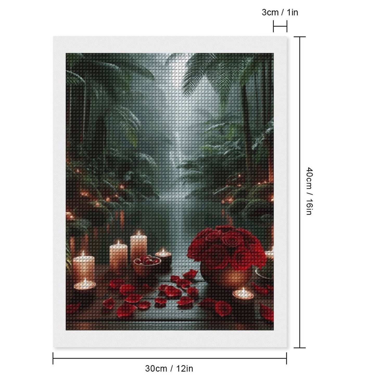 Romantic Candle Light & Rose Petals Unframed Diamond Art Painting Sparkling Wall Art Bedroom Decor | Perfect Gift for Lovers