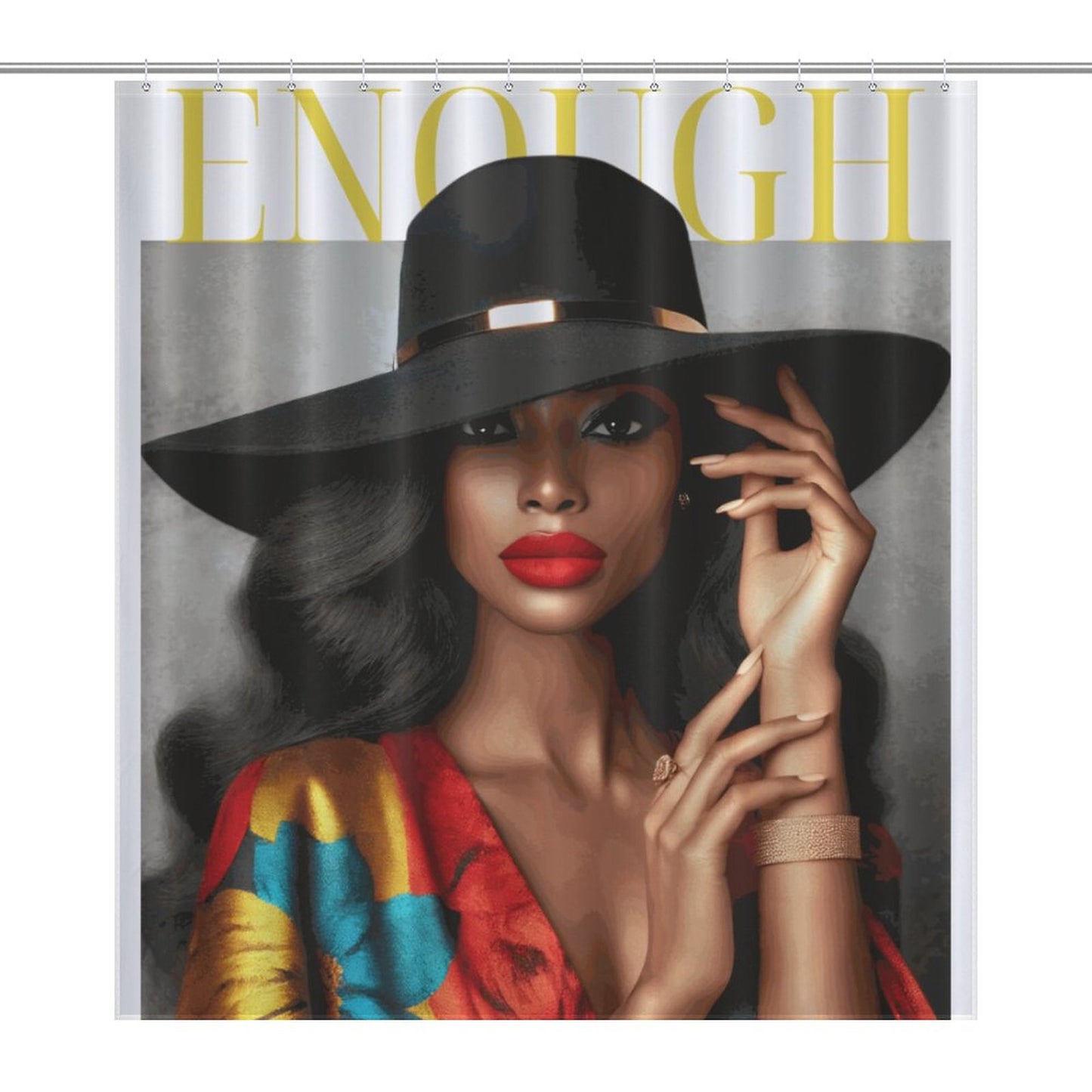 Bold & Beautiful Black Woman Shower Curtain – Luxury Afrocentric Glam Bathroom Decor