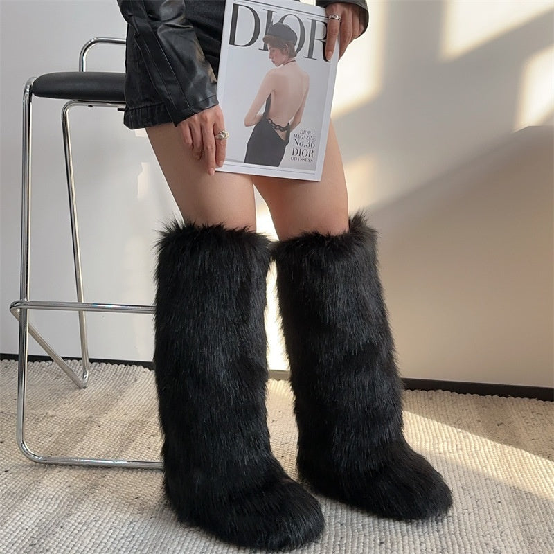 Chic Knee High Fur Boots for Women – Stylish, Warm, and Perfect for Winter Fashion