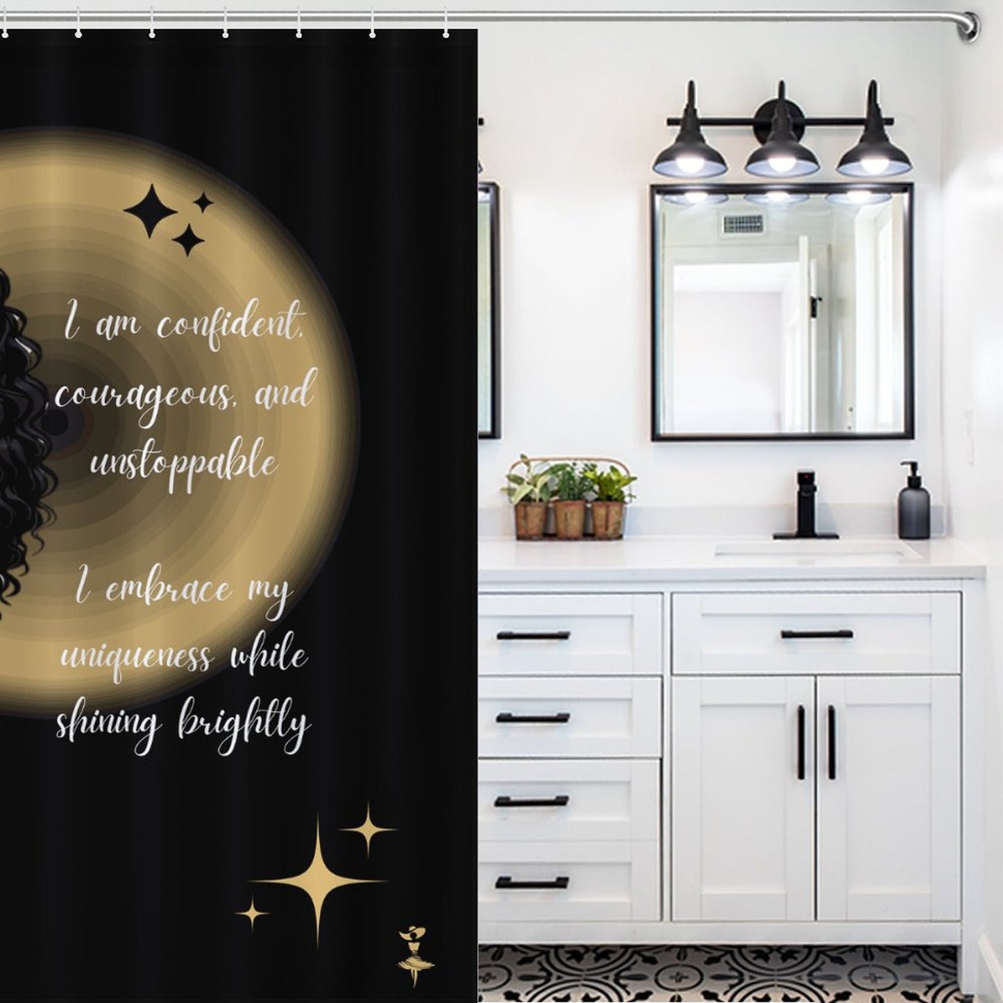 Melanin Doll House Affirmation Shower Curtain / Master Bathroom/ Guest Bathroom