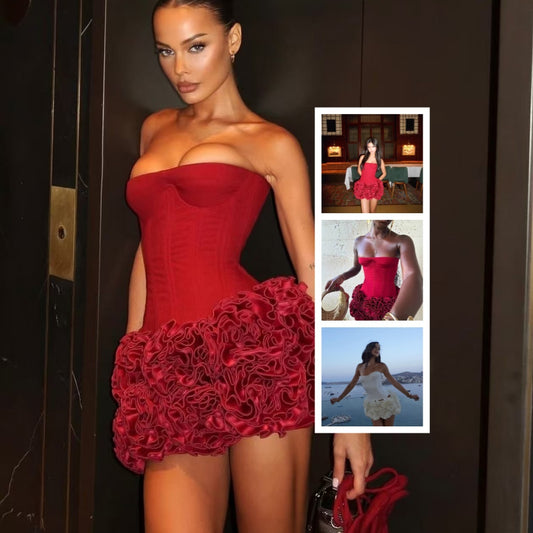 Glam Tube Top Strapless Mini Dress – Adjustable Straps, Short Skirt Ball Gown Style for Party, Club & Birthday Looks