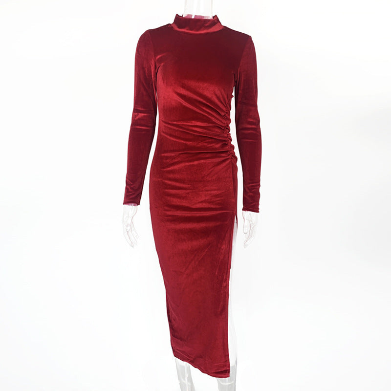 Simple Velvet Dress Elegant Women’s Evening Party Dress | Luxury Winter Velvet Fashion
