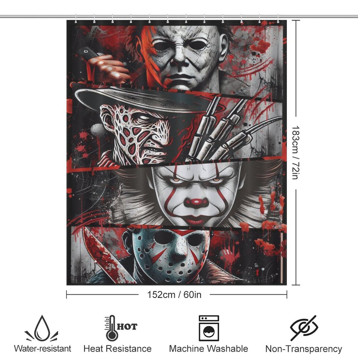 Horror Movie Characters Shower Curtain