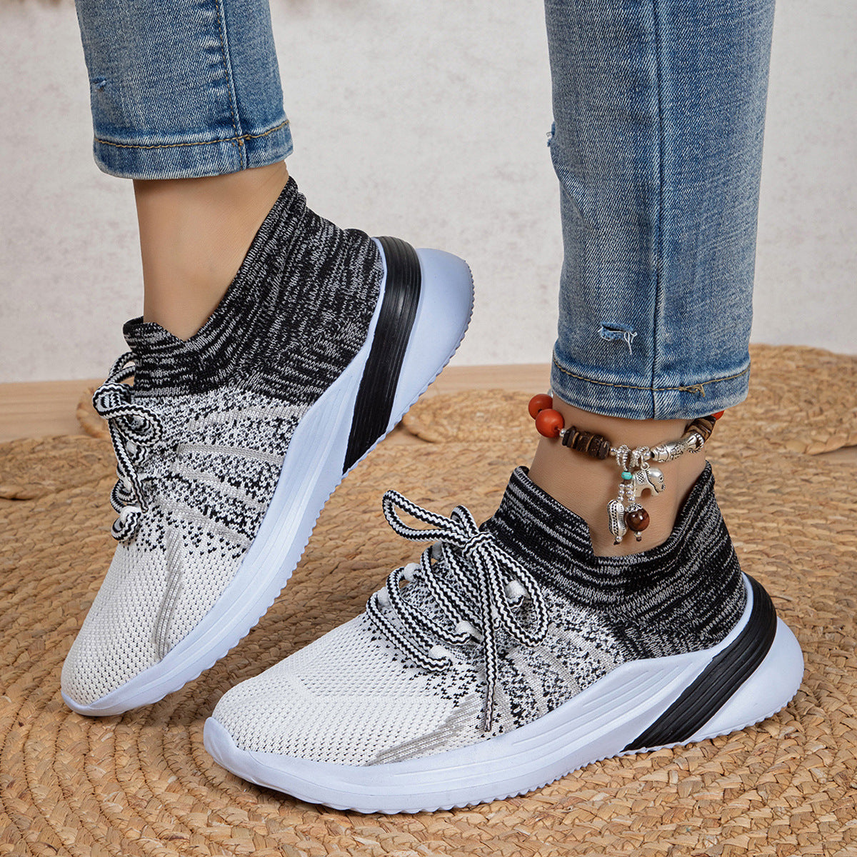 Women Color-matching Breathable Mesh Running Walking Casual Sneakers