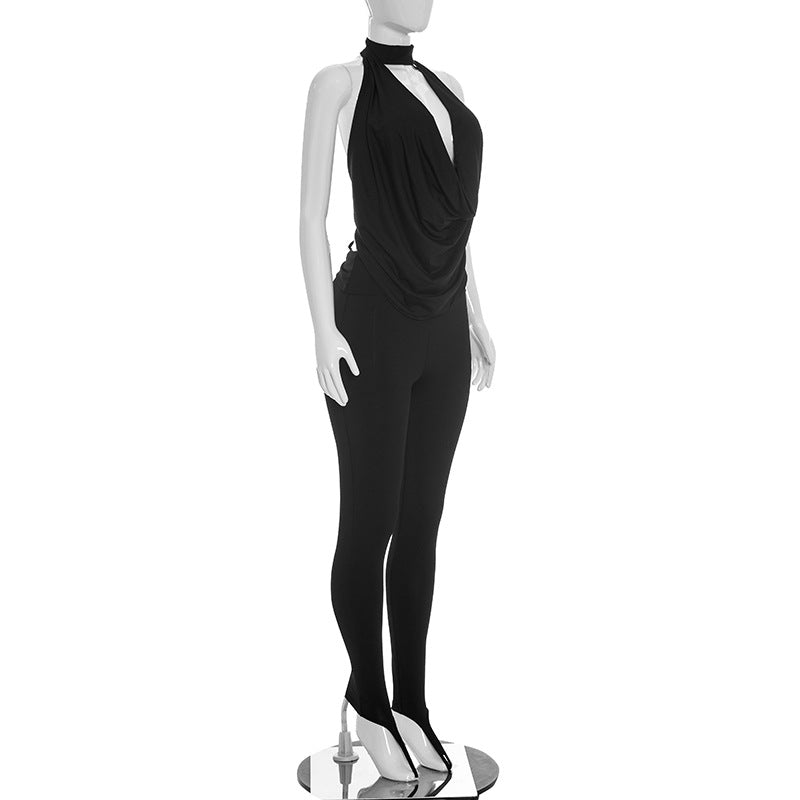 Women’s Halterneck Backless Lace-Up Two-Piece Set – Sexy Summer Outfit, High Waist Skirt Set, Clubwear Matching Set, Vacation Ready Fashion