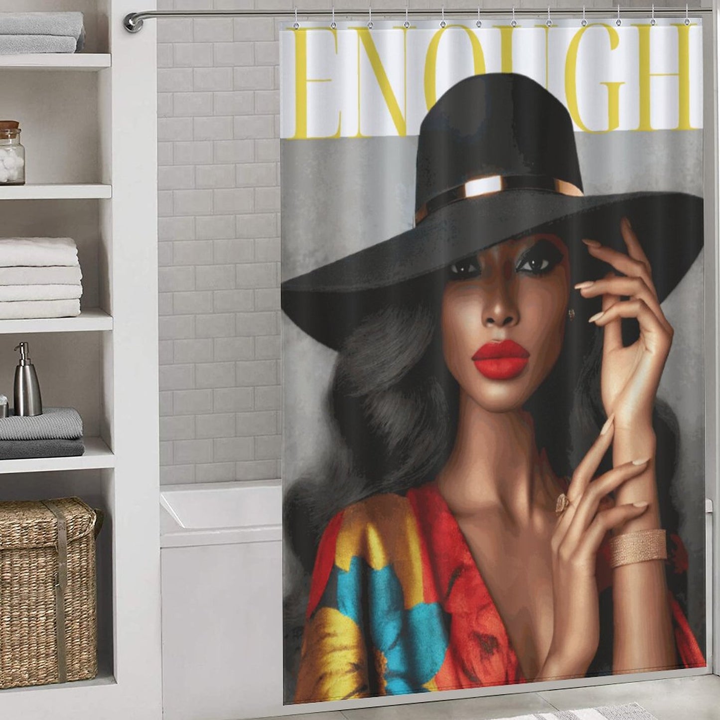 Bold & Beautiful Black Woman Shower Curtain – Luxury Afrocentric Glam Bathroom Decor