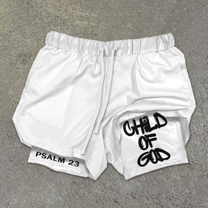 Child of God Double Layer Shorts | Faith-Based Activewear | Christian Lounge & Streetwear