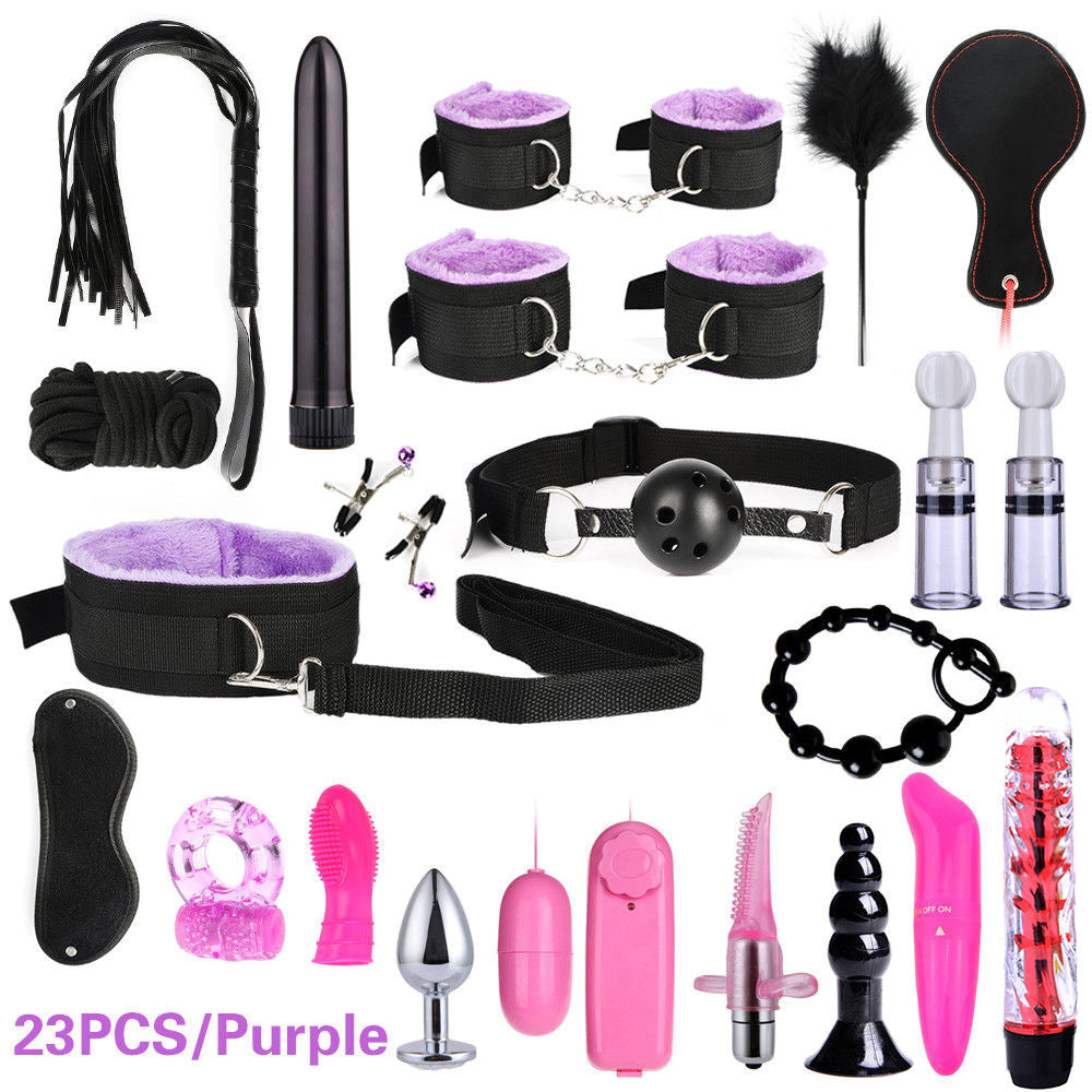 Luxury Match Set Bondage Accessories Kit – Adjustable Faux Leather Restraint Set | Couples Intimacy Props | Sensory Play Kit | Adult Bedroom Accessories