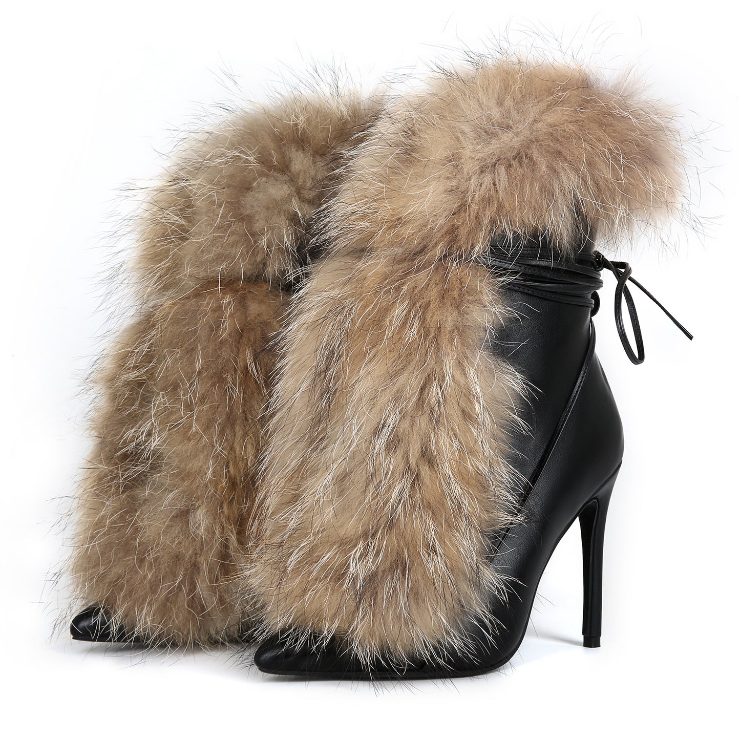 Women’s Pointed-Toe Fur Ankle Boots – Plus Size Stiletto Heel Booties | Sexy Winter High Heel Boots for Fashion Streetwear & Night Out
