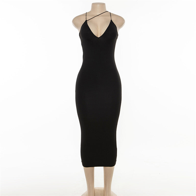 Low-Cut Backless Strap Women’s Dress – Sexy Bodycon Evening Dress, Elegant Clubwear Party Outfit for Women