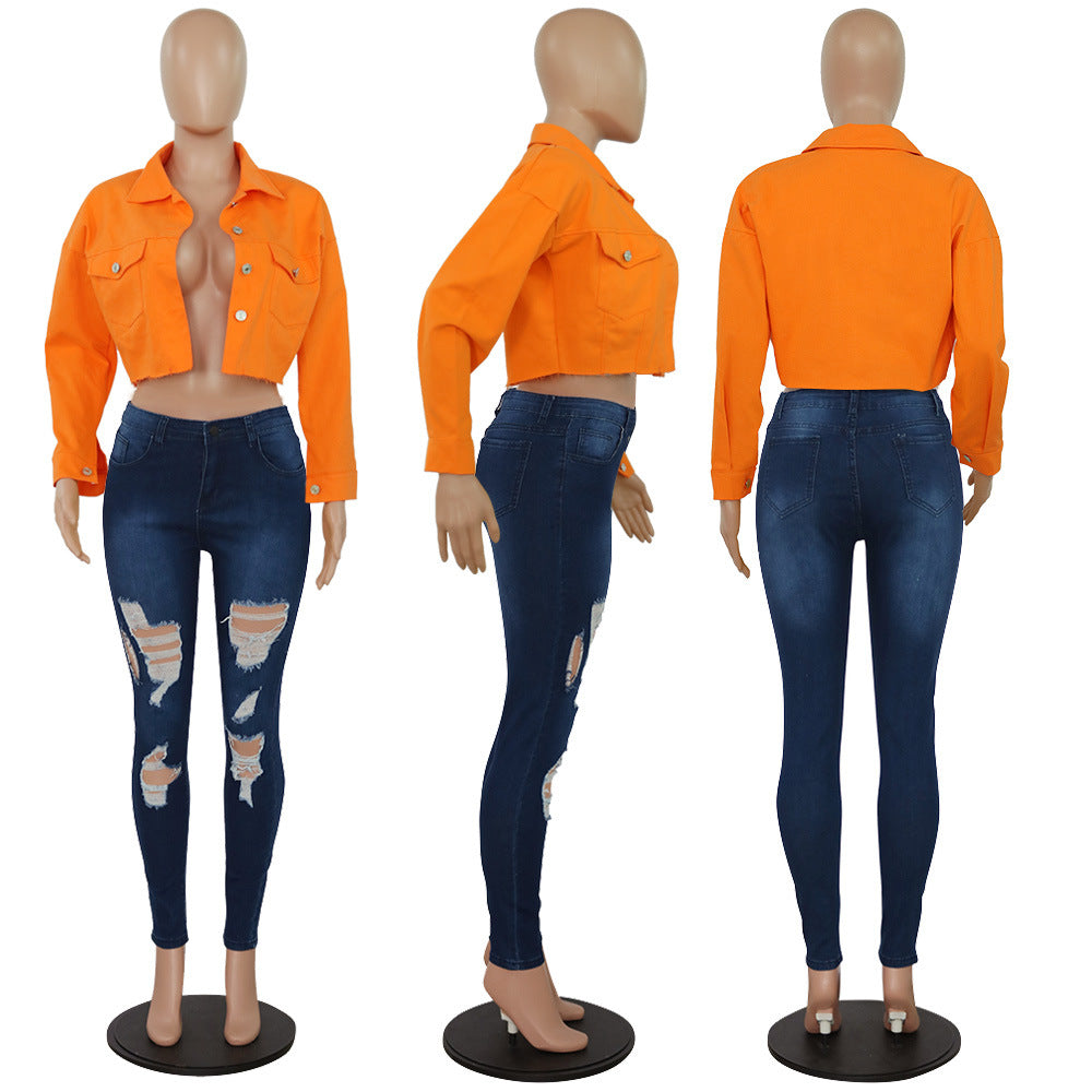 Women’s Cropped Denim Jacket – Streetwear Bodycon Jean Jacket | Casual Outwear Coat for Ladies | Trendy Urban Fashion
