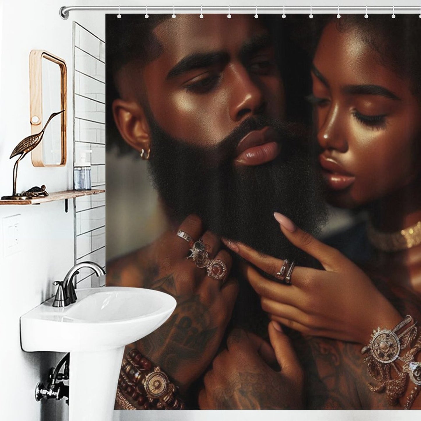 Melanin King and Queen Shower Curtain