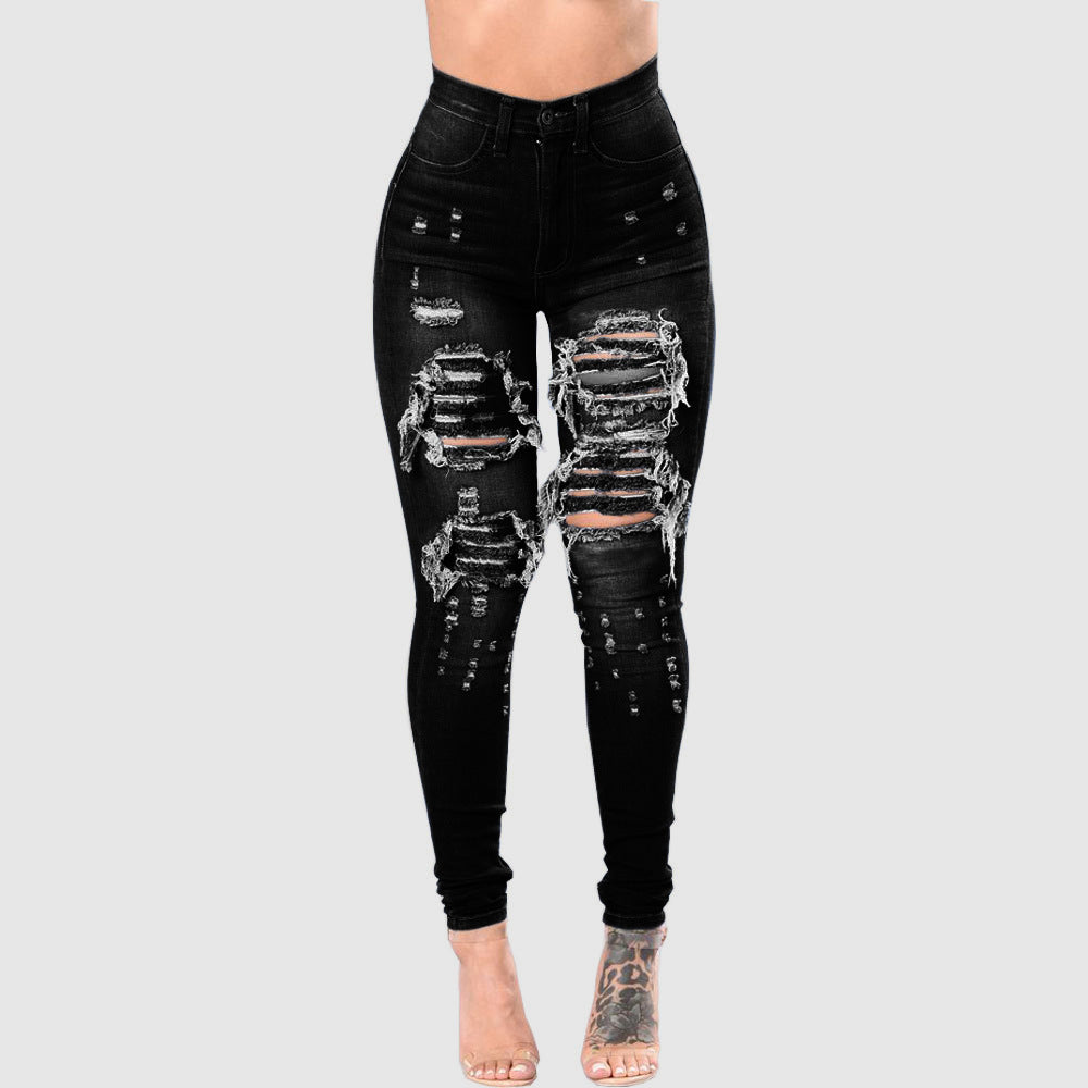 Women's Ripped Denim Washed Jeans