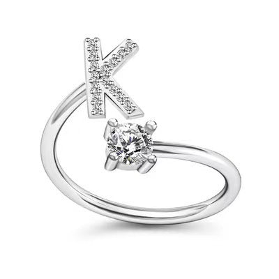 Women's Adjustable Zircon Letters Ring