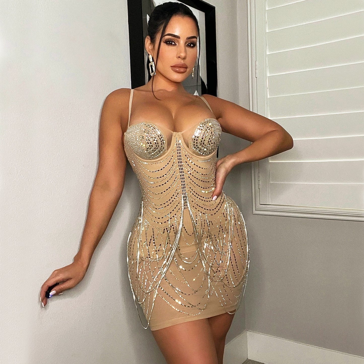 Women’s Personality Tassel Suspender Party Dress – Sexy Fringe Mini Dress for Club, Birthday & Night Out