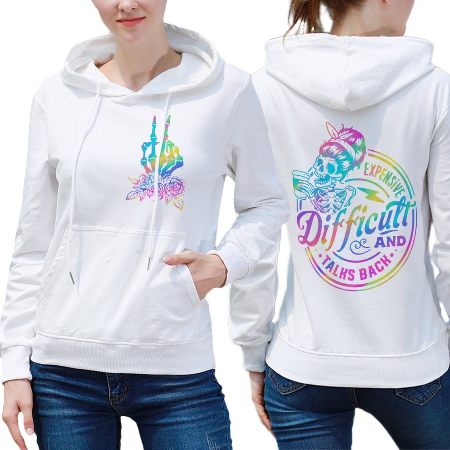 Holographic "Expensive, Difficult, and Talks Back" Hoodie for Women – Bold & Empowering Statement Apparel