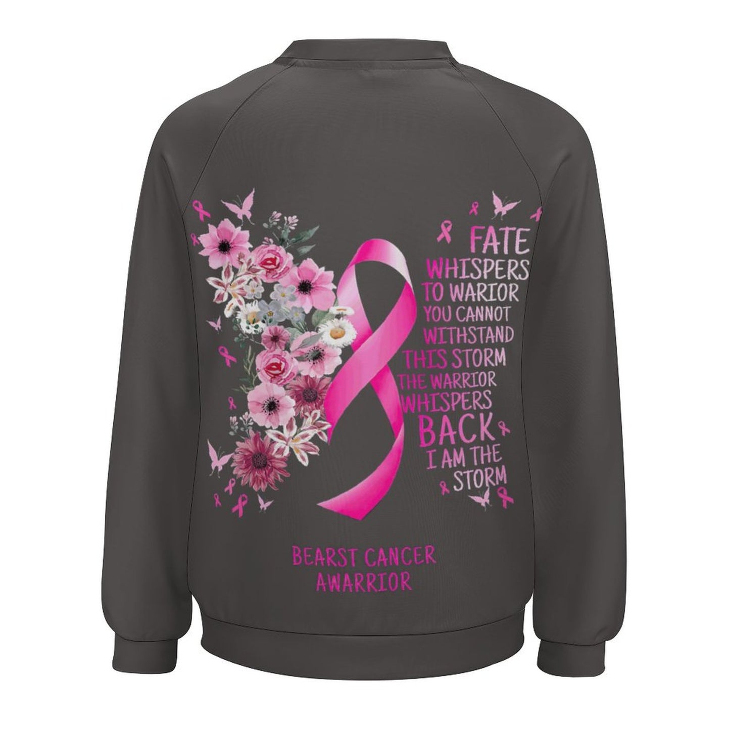 Women's Peace Love Cure Breast Cancer Awareness Sweatshirt - Pink Ribbon Pullover