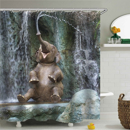 Playful Elephant Waterproof  Shower Curtain