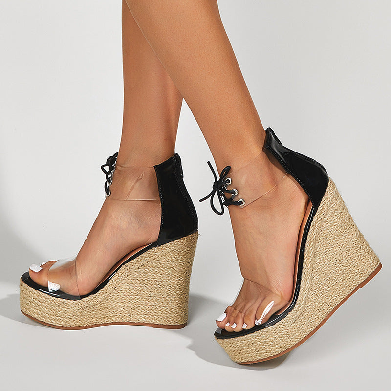 Women Hemp Rope Wedge Sandals