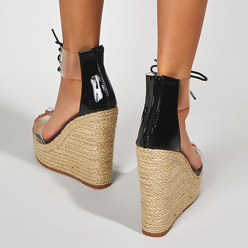 Women Hemp Rope Wedge Sandals