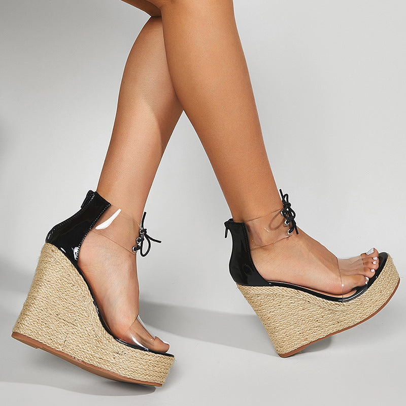 Women Hemp Rope Wedge Sandals