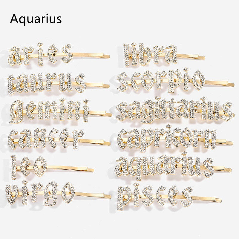 Constellation Word Clip English Character Hairpin Hair Accessories Personalized