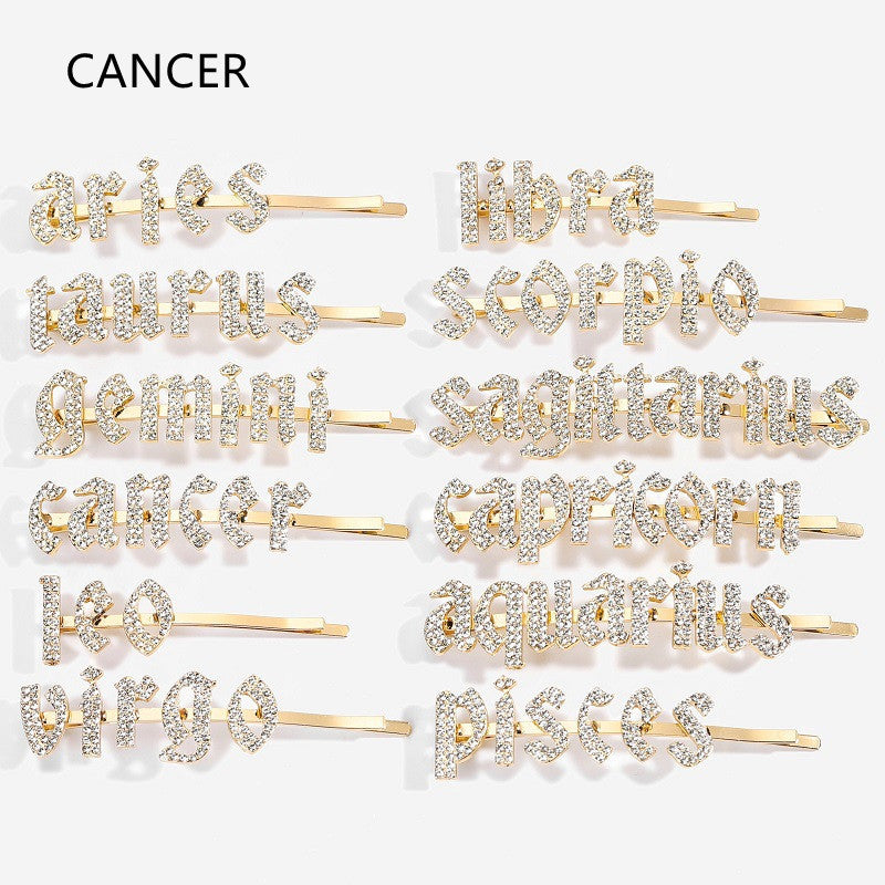 Constellation Word Clip English Character Hairpin Hair Accessories Personalized