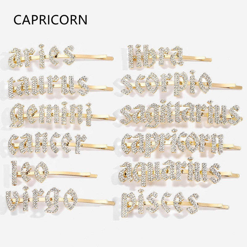 Constellation Word Clip English Character Hairpin Hair Accessories Personalized