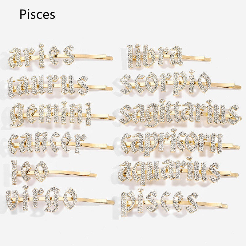 Constellation Word Clip English Character Hairpin Hair Accessories Personalized