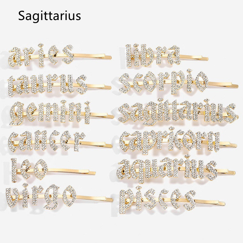 Constellation Word Clip English Character Hairpin Hair Accessories Personalized