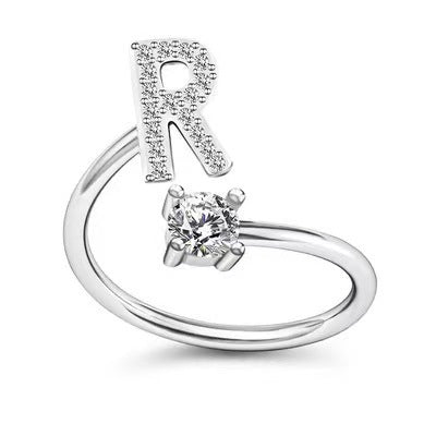 Women's Adjustable Zircon Letters Ring