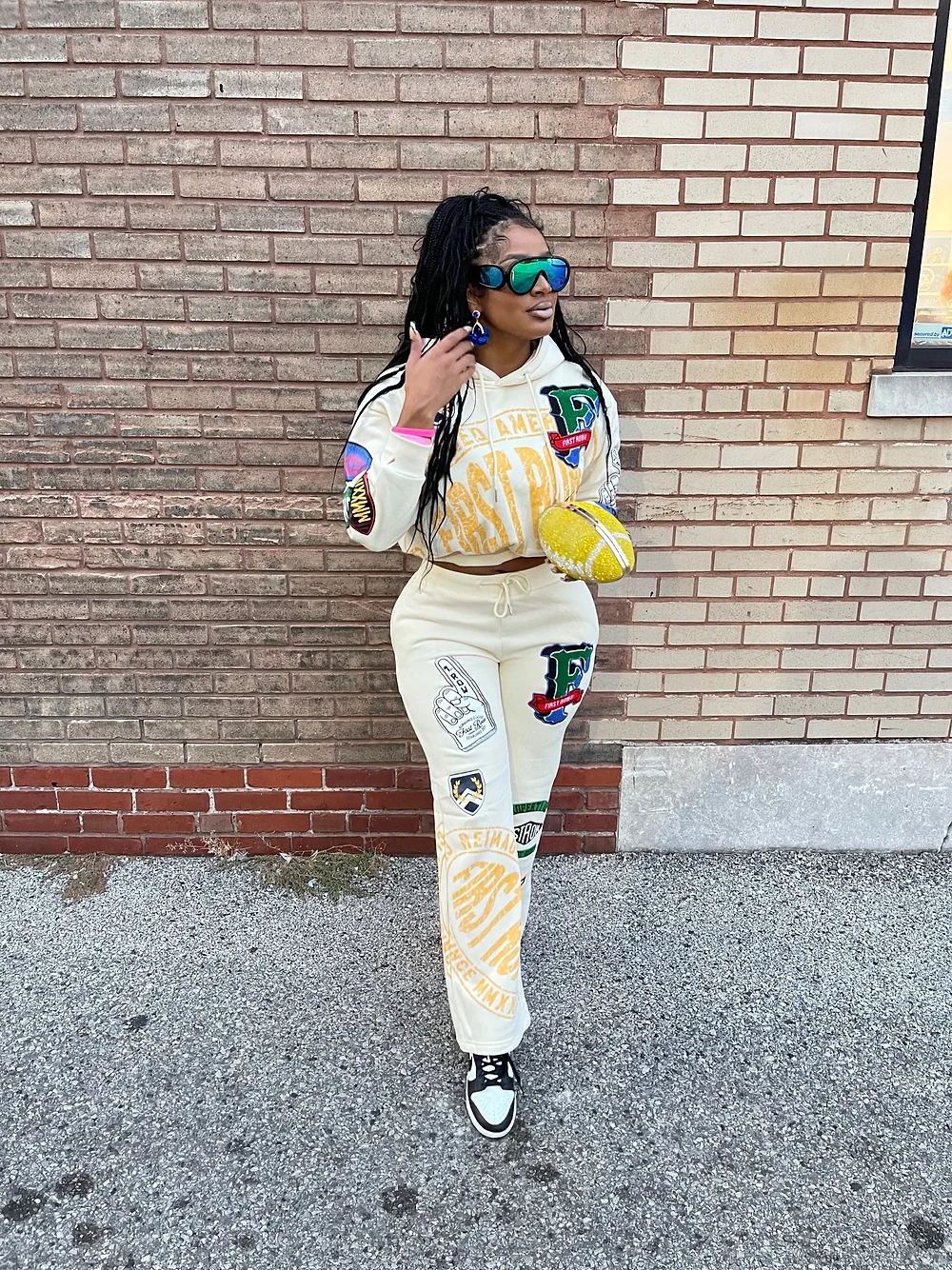 Casual Printed Long Sleeve Sweater Two-Piece Set for Women | Stylish Fall Outfit | Cozy Matching Set for Everyday Wear