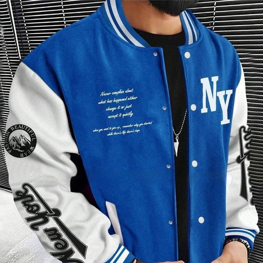 Men’s Baseball Varsity Jacket – Retro Letterman Coat Cardigan Streetwear Style