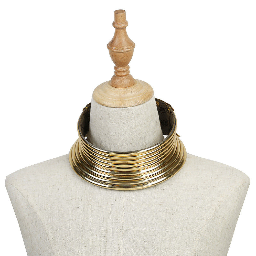 African Exaggerated Collar Necklace for Women – Bold Statement Tribal Bib Necklace, Afrocentric Jewelry, Ethnic Choker Collar, Cultural Fashion Accessory