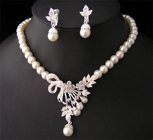 Wedding Bridal Ornaments Pearl necklaces earrings jewelry sets