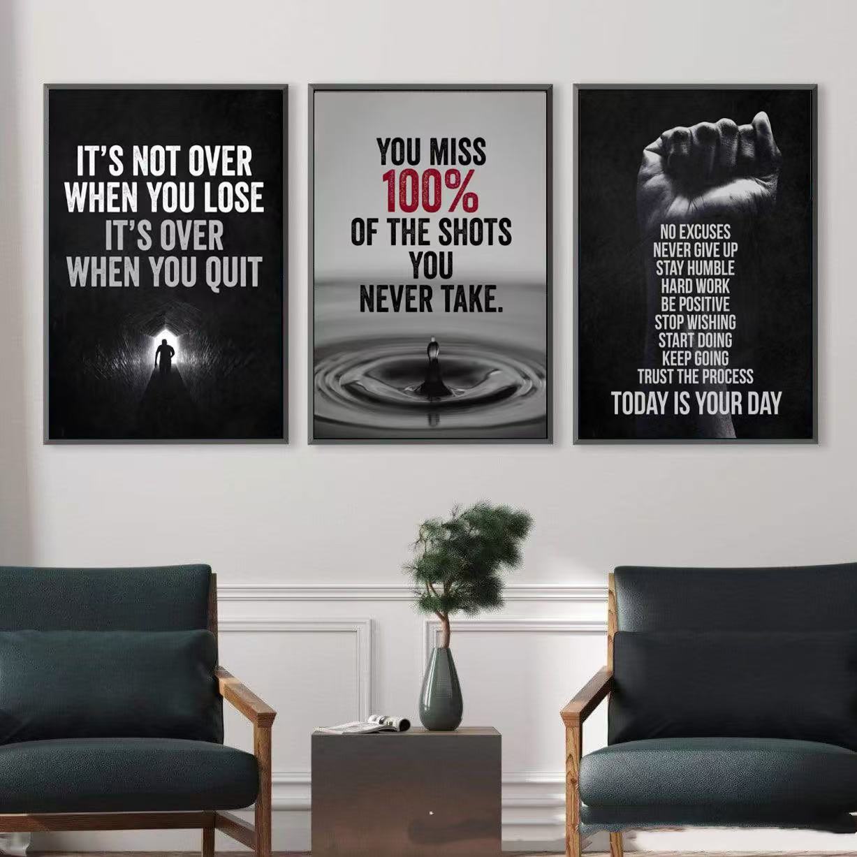 Motivational Quote Canvas Wall Art | Inspirational Printing Art | Modern Home Office Decor | Positive Energy Wall Decoration for Living Room & Bedroom