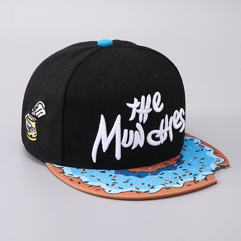 Flat Brim Snack Bite Baseball Cap – Edgy Sun-Proof Hat for Men & Women