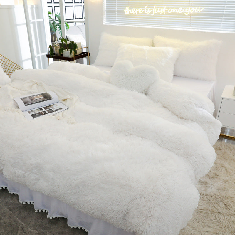 Luxury 4-Piece Mink Bedding Set – Ultra Soft Plush Bedspread with Pillow Shams & Fitted Sheet | Cozy Faux Mink Comforter Set bed set