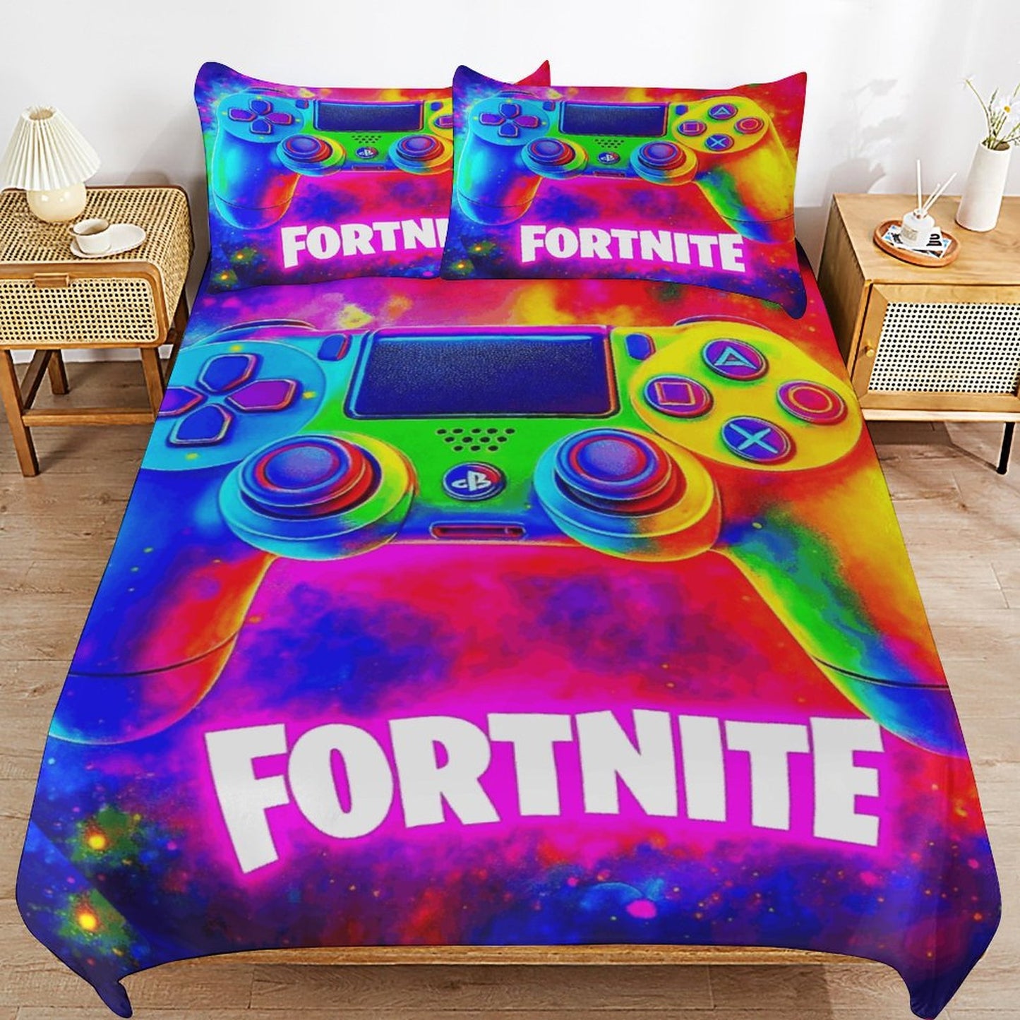 Fortnite 3-Piece Bedding Set 86"x70" | Gamer Comforter Set with Dual-Sided Printing | Teen Boys Bedroom Decor | Battle Royale Game Gift Idea