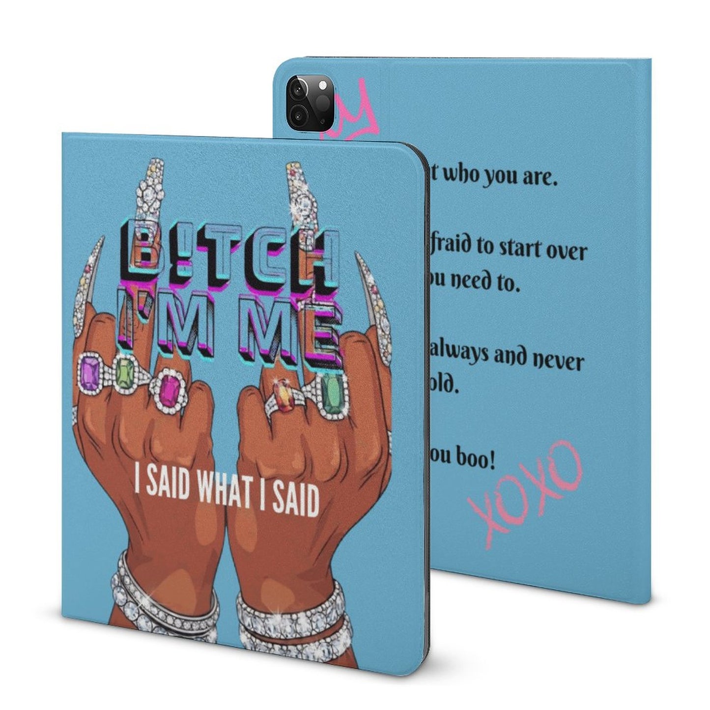 Bitch I’m Me Book-Style iPad Case with Apple Pencil Holder – Bold Aesthetic iPad Protector Cover for Women, Magnetic Folio Stand Tablet Case