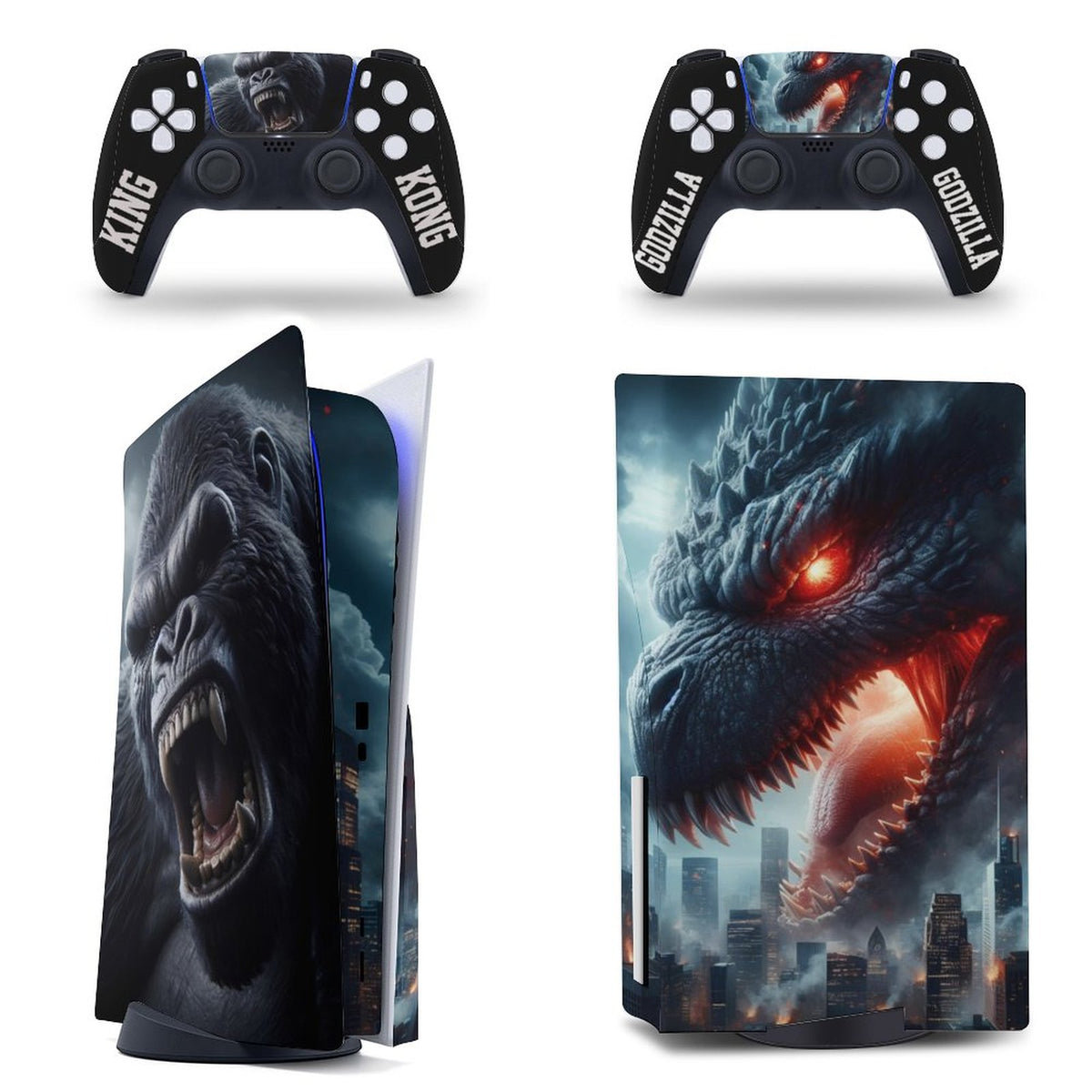 Kong vs. Godzilla PS5 Disc Edition Console & Controller Skin Stickers | Custom Monster Gaming Decals