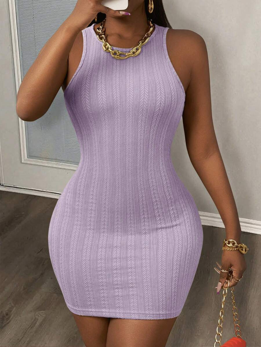 Women’s Solid Color Sexy Sleeveless Sheath Dress – Bodycon Slim Fit Club & Date Night Midi Dress
